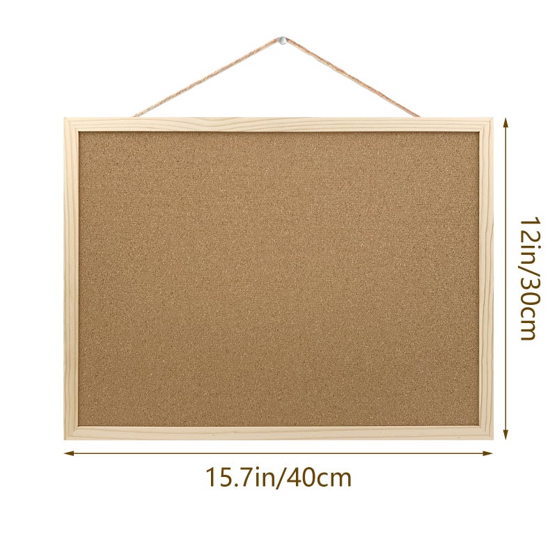 GDMINLO Cork Board Bulletin Board, 15.7"X 11.81" pin Boards for Walls, Oak Wood Finish Frame, Wall Mounted Cork Board for Office Home and School(Pins, Eye Bolts, gaskets, Screws) - Image 2